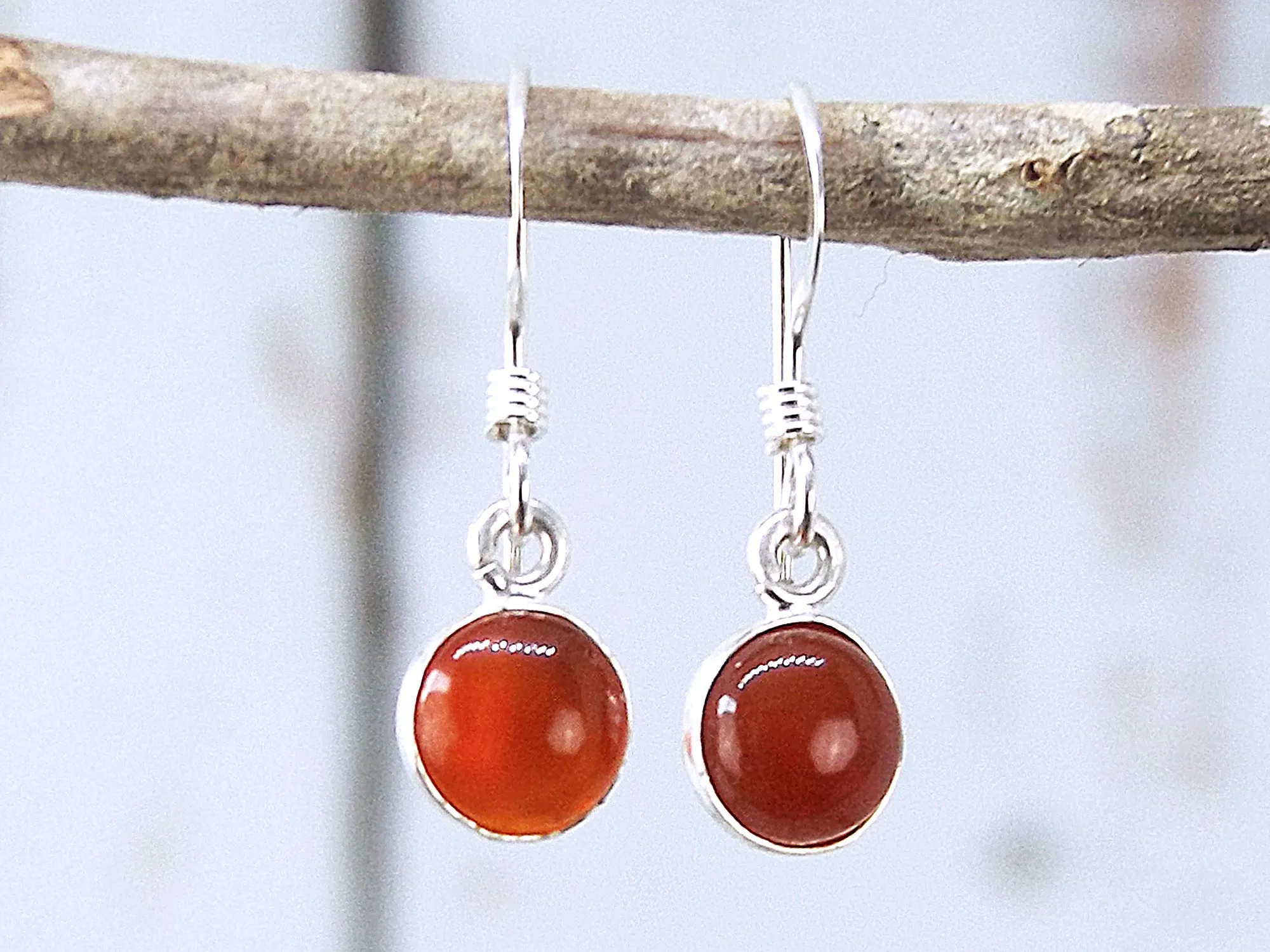 Petite Carnelian Earrings in Sterling Silver