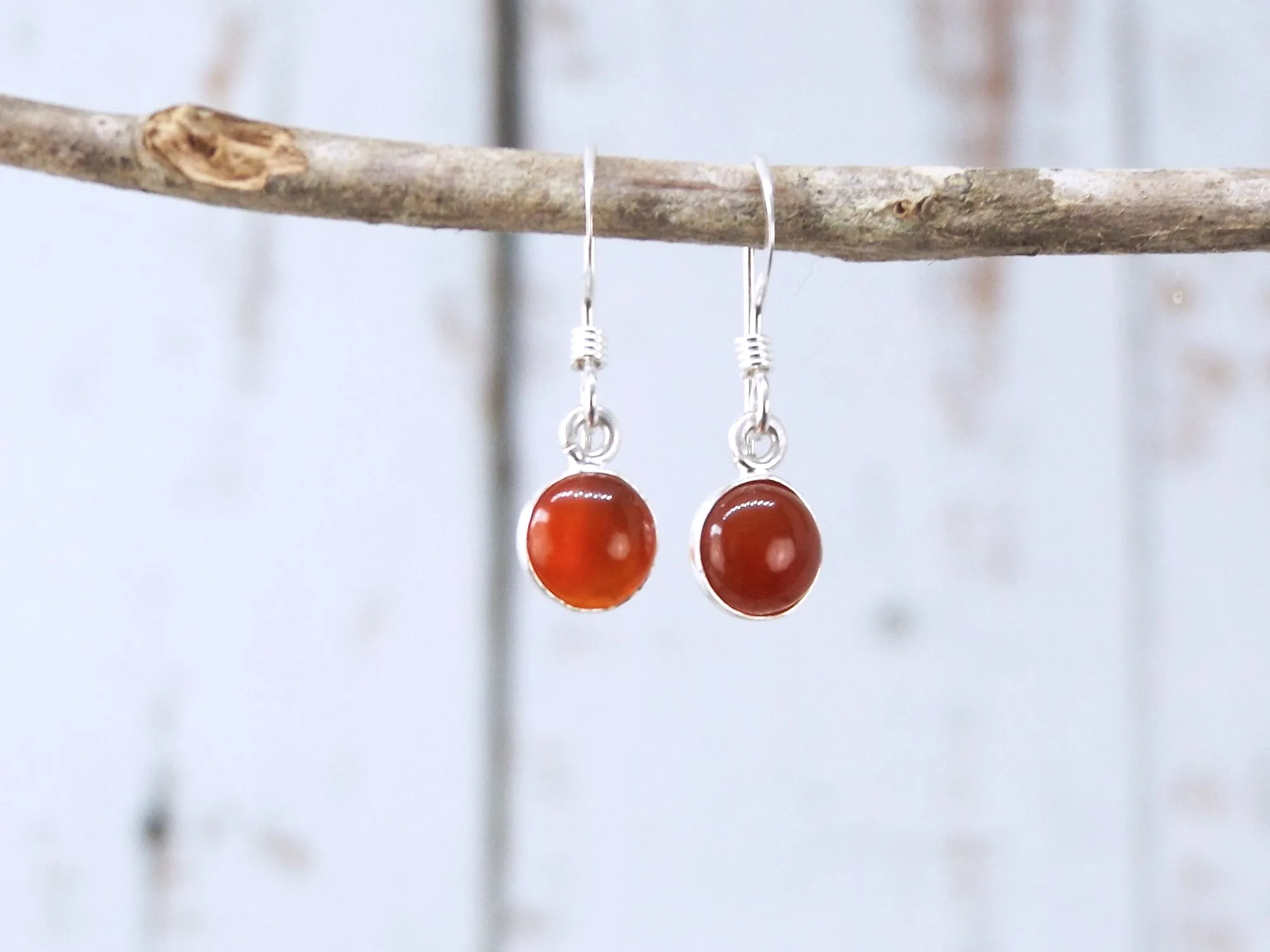 Petite Carnelian Earrings in Sterling Silver