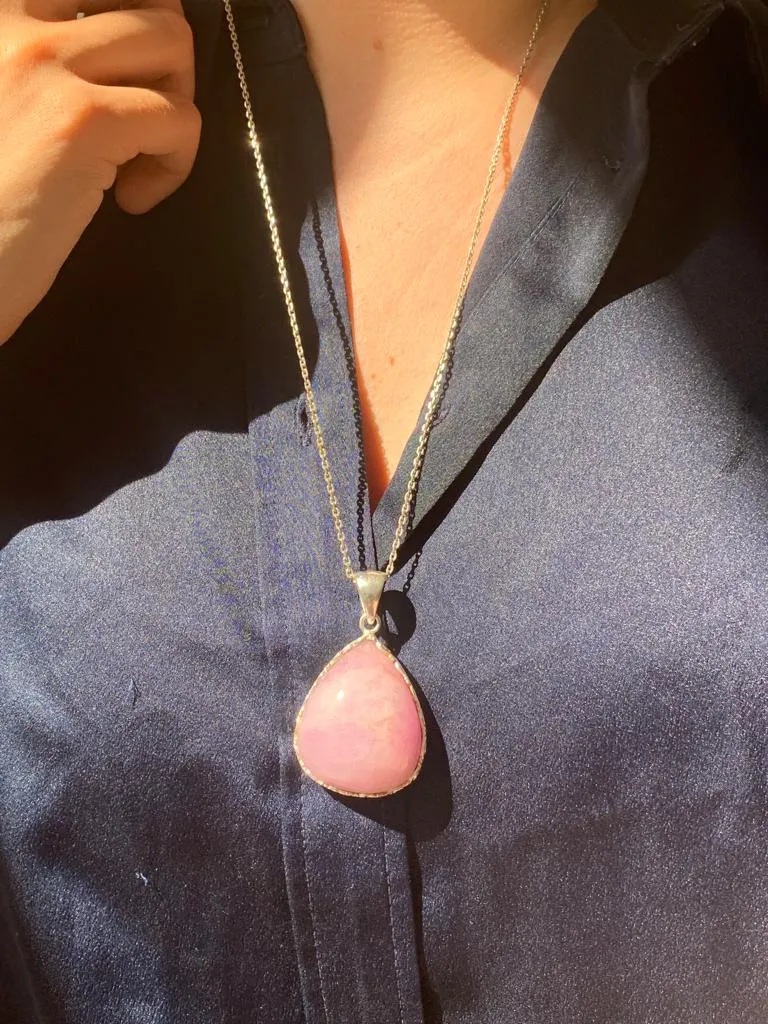 Pink Kunzite Lilith Pendant - Chunky Teardrop