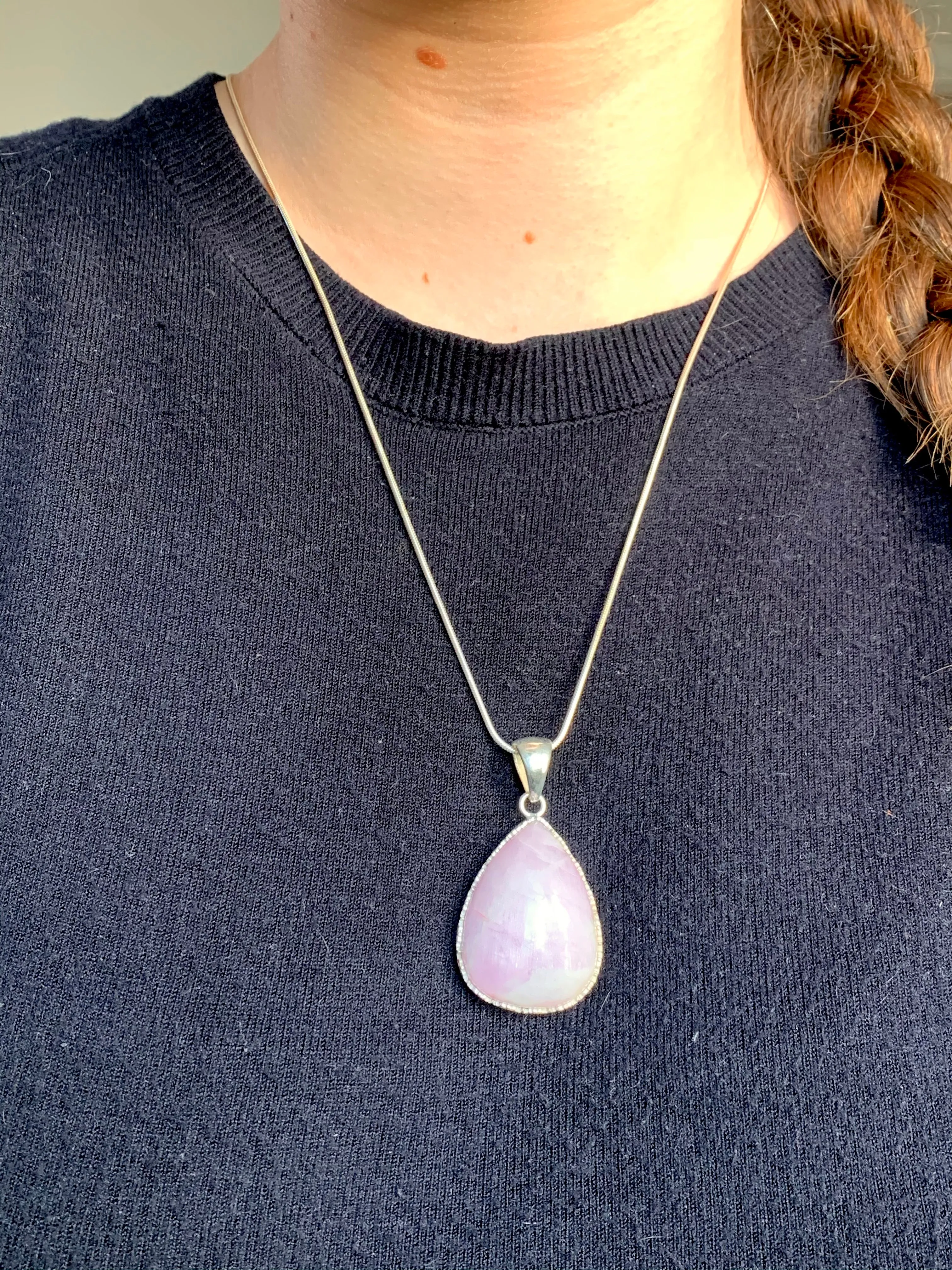 Pink Kunzite Lilith Pendant - XLarge Teardrop