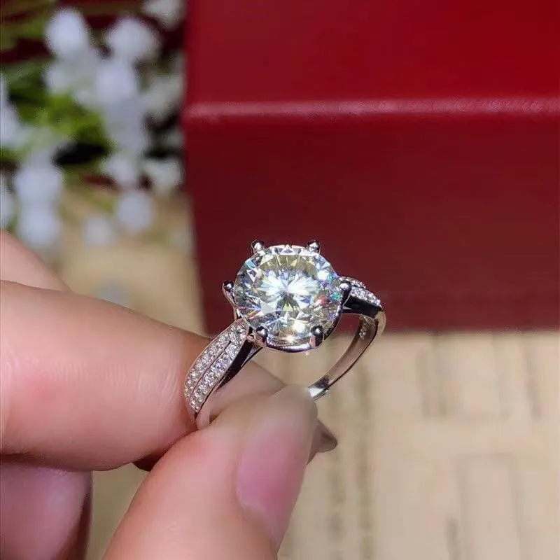 Platinum Plated Silver Moissanite Ring 1ct - 3ct Options