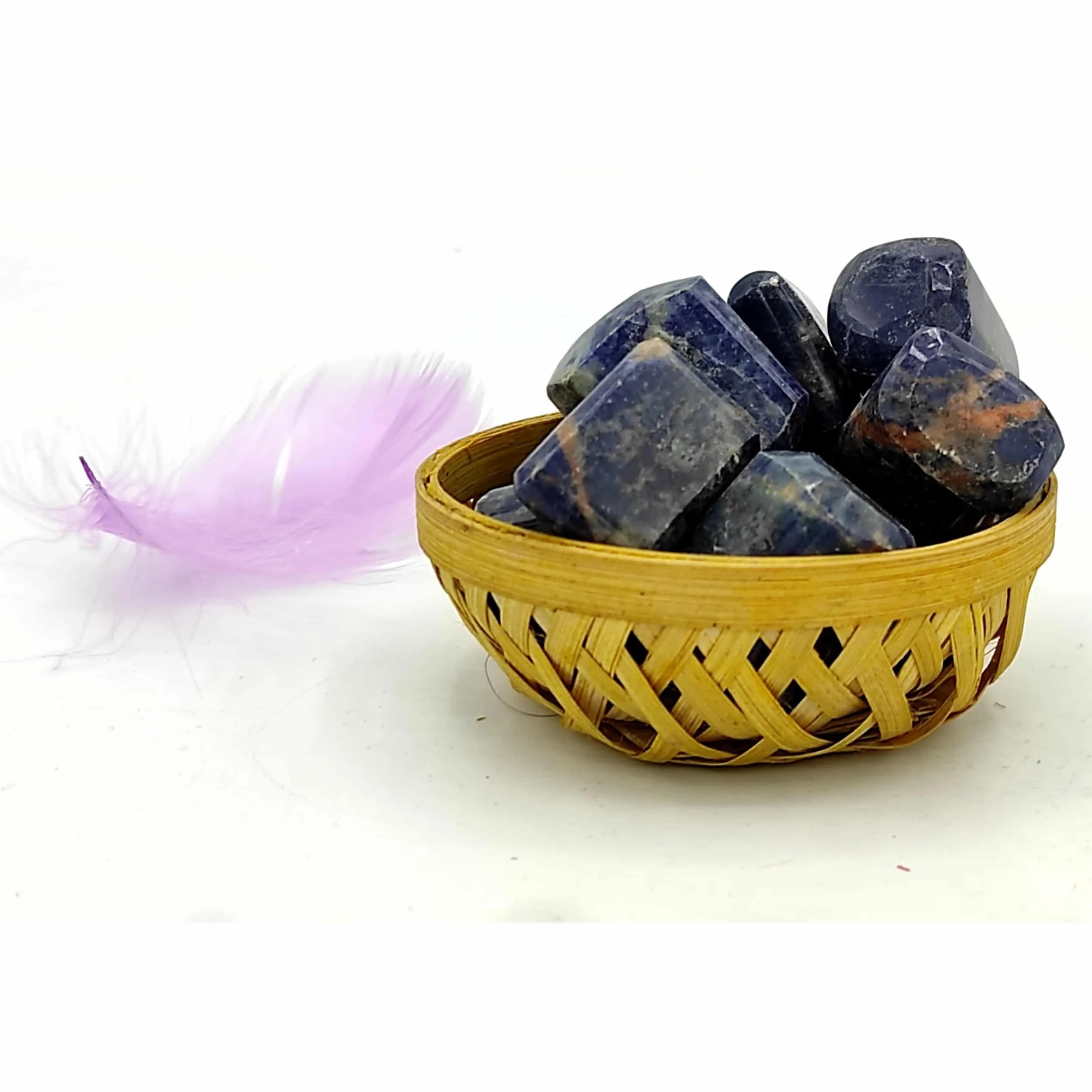 Plus Value Sodalite Tumbles Pebbles Stones Polished for Vastu Feng Shui Chakra Aura Personal Reiki Healing Crystals (200 Grams, Basket)