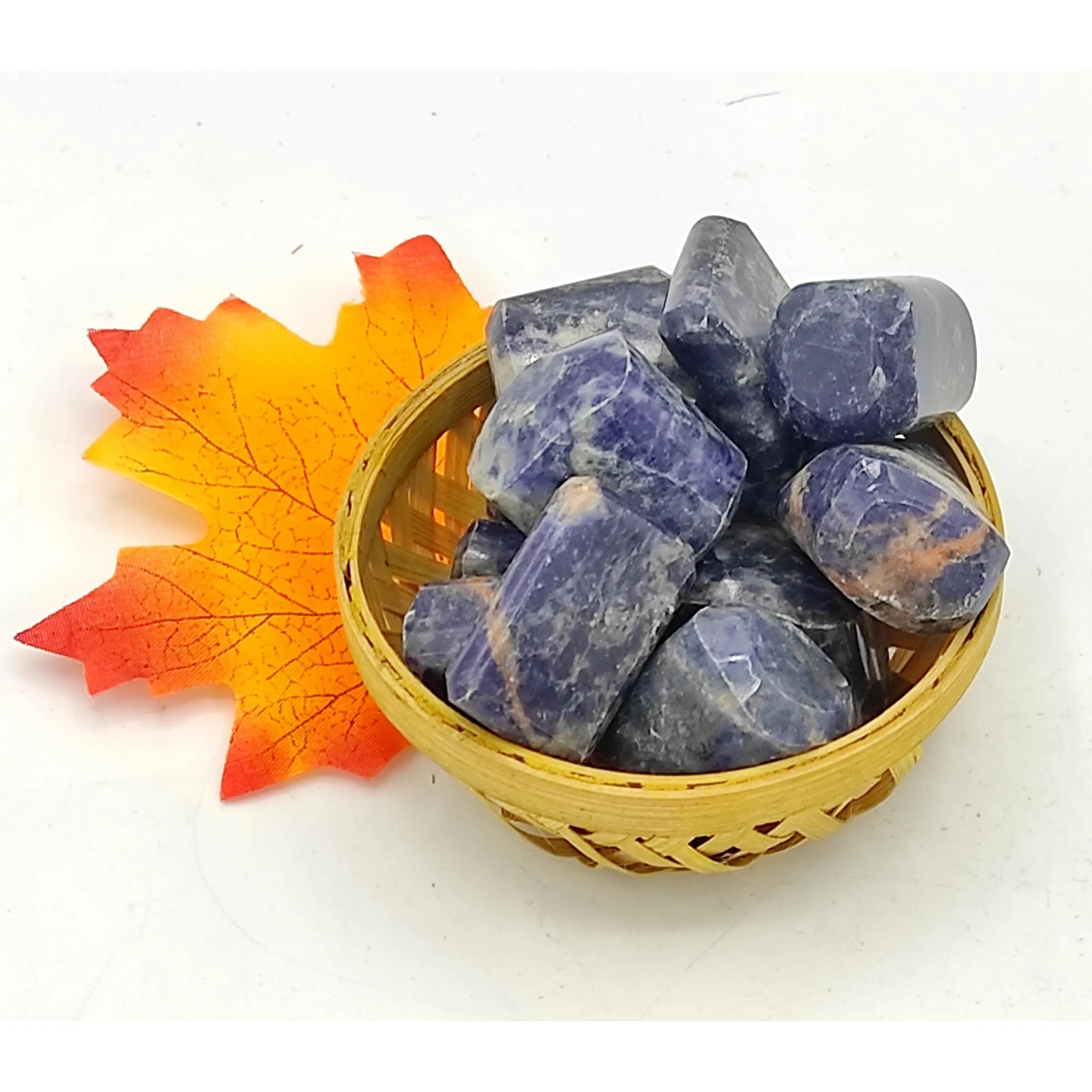 Plus Value Sodalite Tumbles Pebbles Stones Polished for Vastu Feng Shui Chakra Aura Personal Reiki Healing Crystals (200 Grams, Basket)