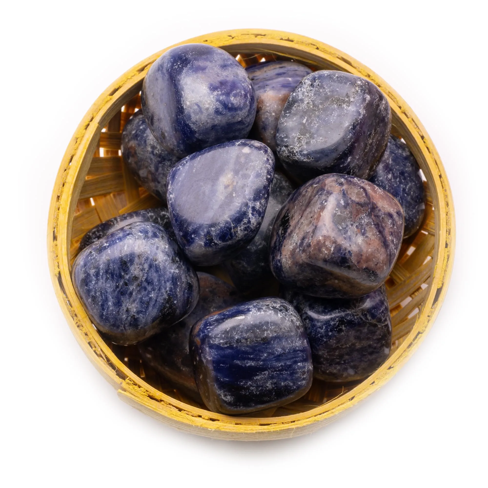 Plus Value Sodalite Tumbles Pebbles Stones Polished for Vastu Feng Shui Chakra Aura Personal Reiki Healing Crystals (200 Grams, Basket)