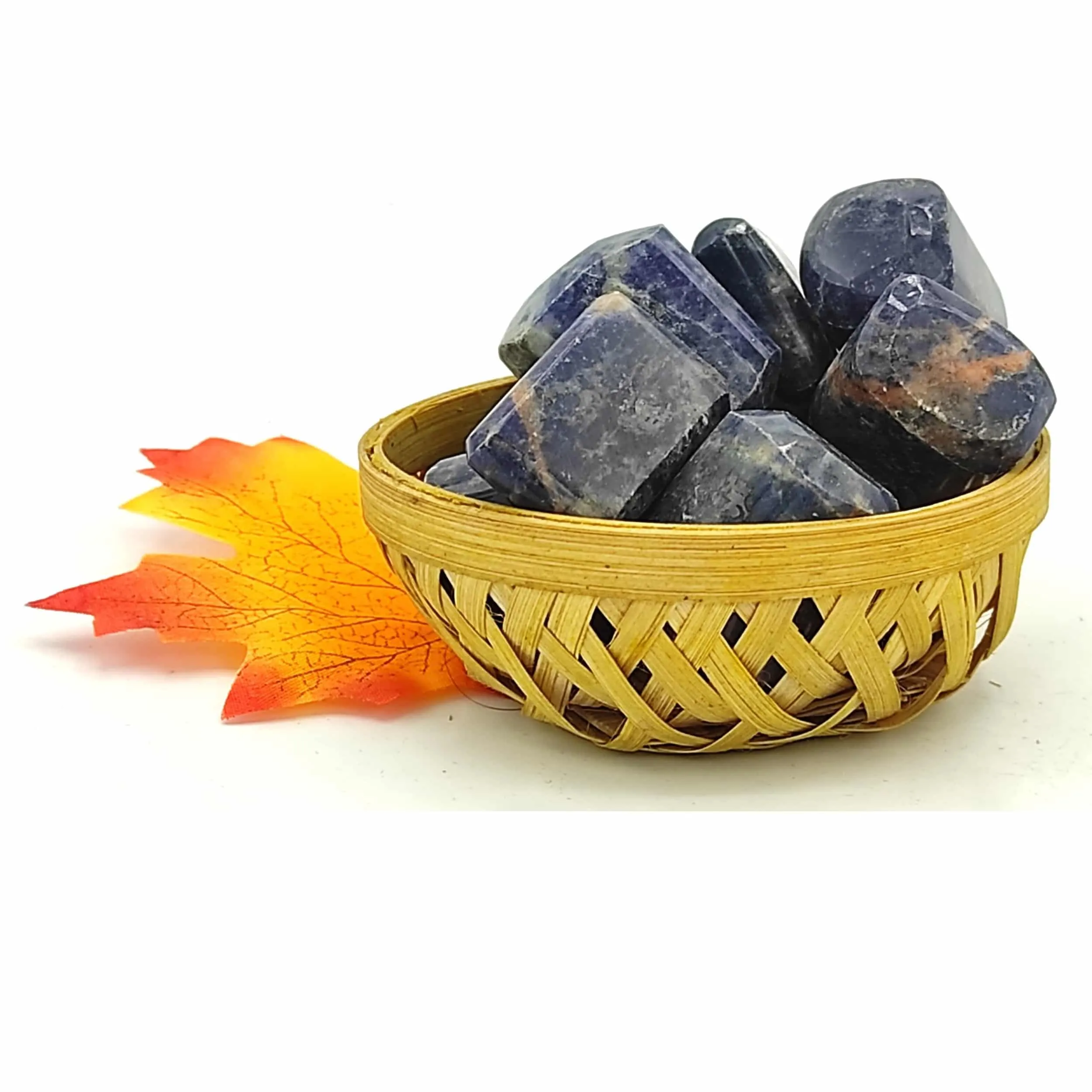 Plus Value Sodalite Tumbles Pebbles Stones Polished for Vastu Feng Shui Chakra Aura Personal Reiki Healing Crystals (200 Grams, Basket)