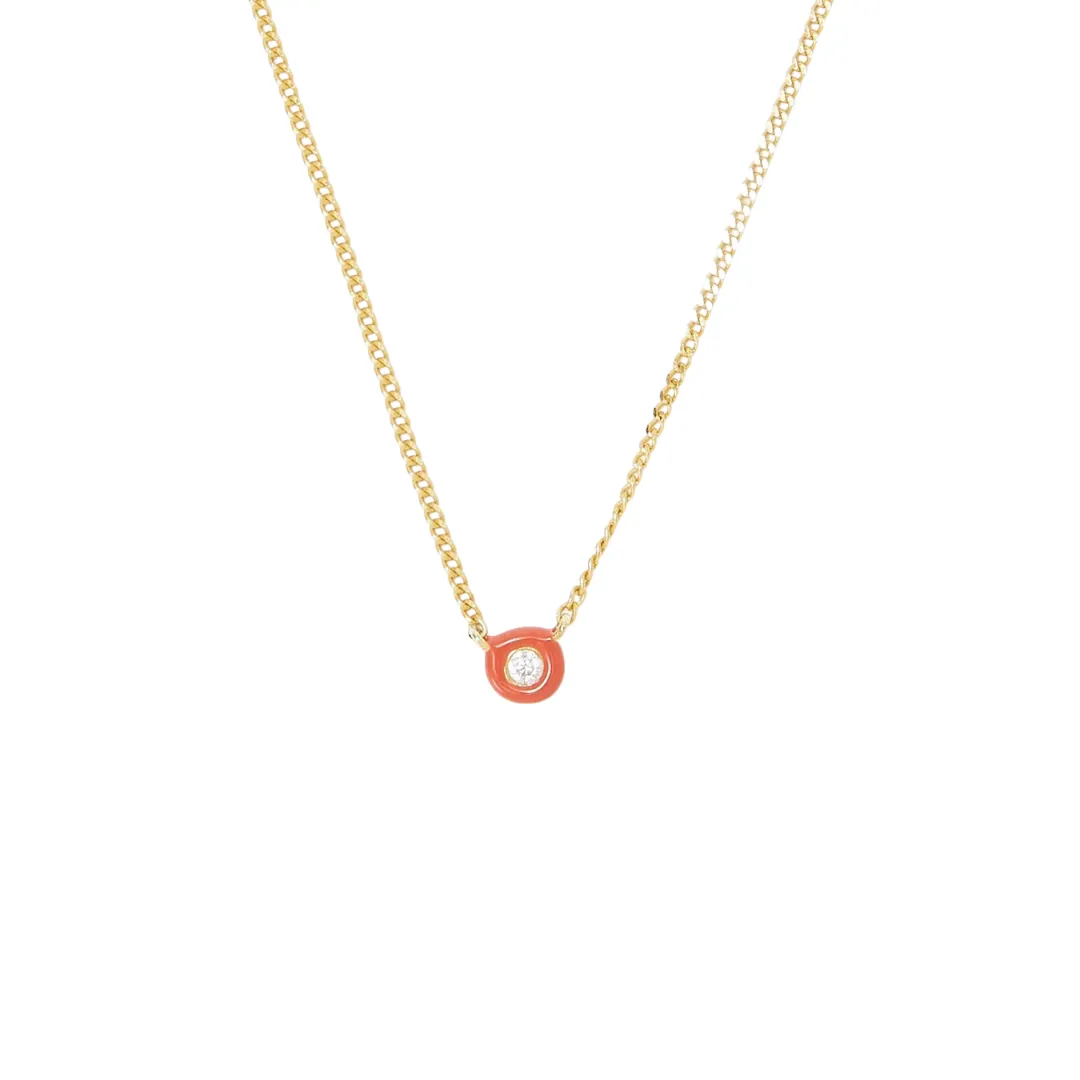 Poppy Red Enamel Diamond Necklace