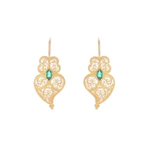 Portugal Jewels - Heart of Viana Earrings Emerald Zirconia