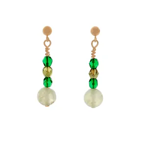 Prehenite & crystal Earrings on 14k Gold-Filled Posts