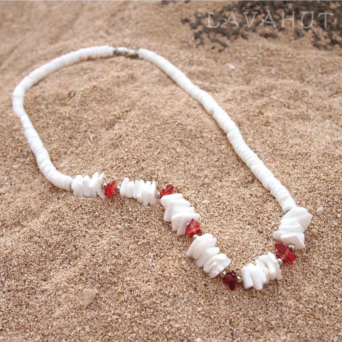 Puka Gem Red Hawaiian Necklace