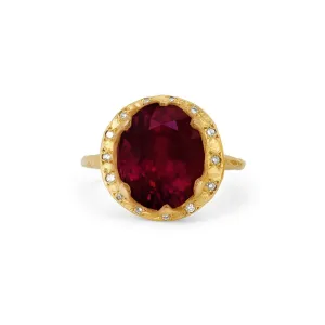 Queen Oval Ruby Ring with Sprinkled Diamonds