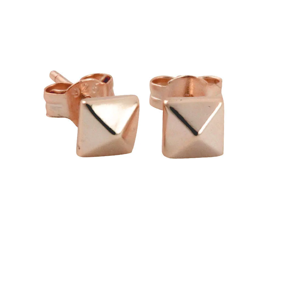 "Tiny" Rose Gold-Dipped Pyramid Stud Earrings Mini