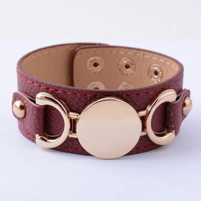 Rainbery 2017 Hot Selling Monogram Leather Cuff Bracelet Pulseras 3 Row Gold Color Multicolor Leather Bracelet For Women Men