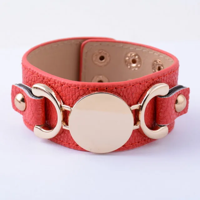 Rainbery 2017 Hot Selling Monogram Leather Cuff Bracelet Pulseras 3 Row Gold Color Multicolor Leather Bracelet For Women Men