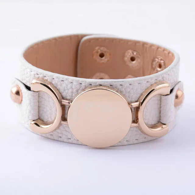 Rainbery 2017 Hot Selling Monogram Leather Cuff Bracelet Pulseras 3 Row Gold Color Multicolor Leather Bracelet For Women Men