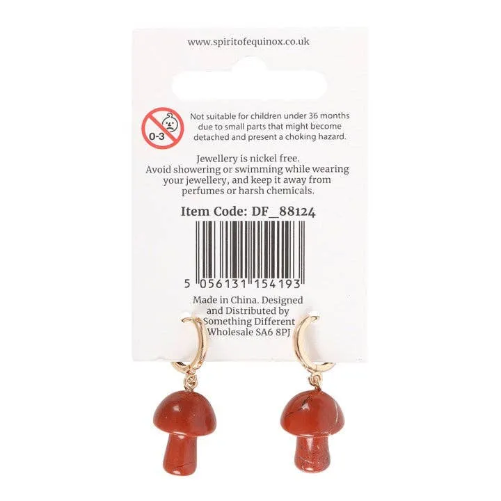 Red Jasper Crystal Mushroom Earrings