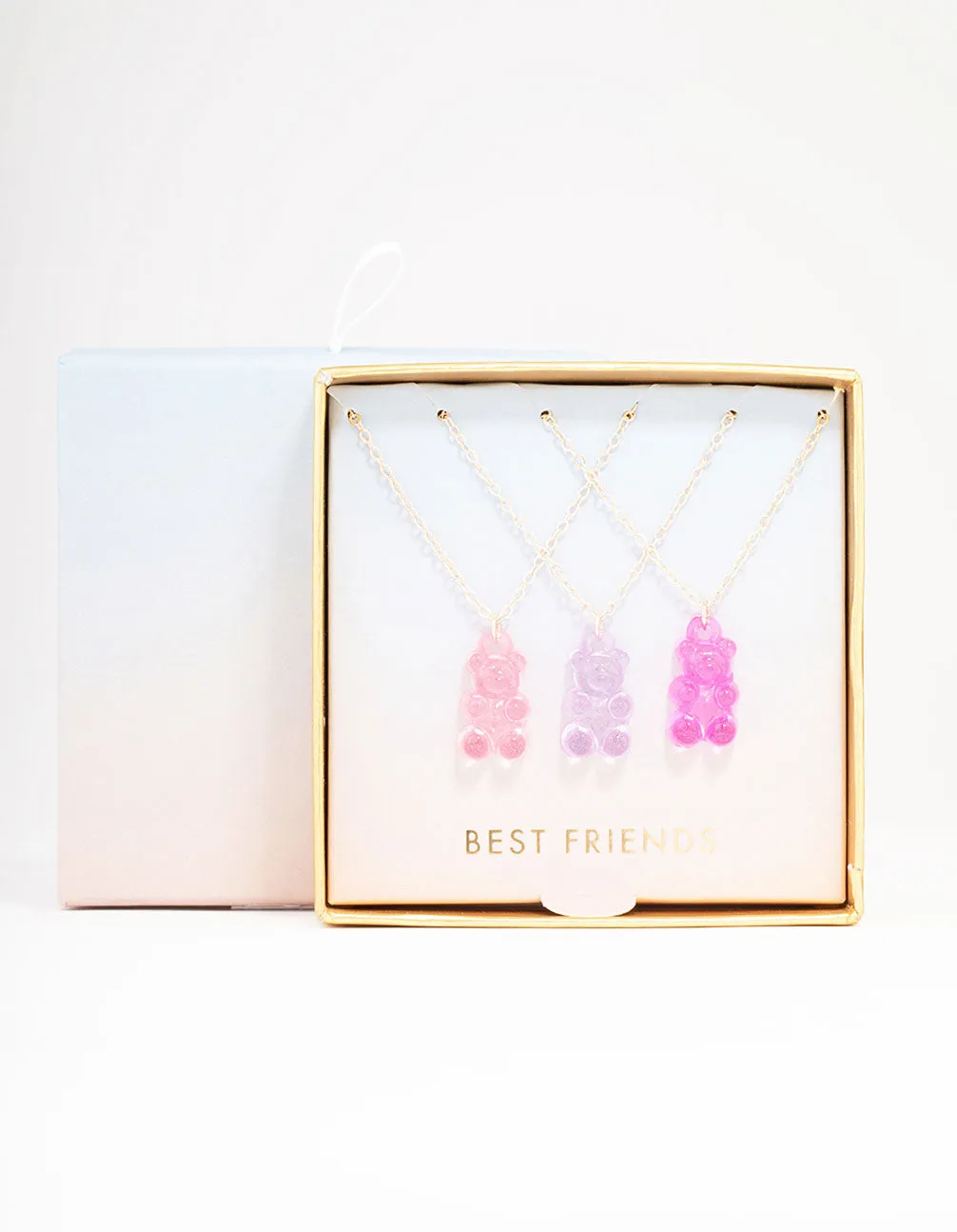 Rose Gold Gummy Bear Pendant Necklace 3-Pack