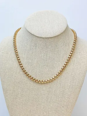 Round Box Chain Necklace - Gold