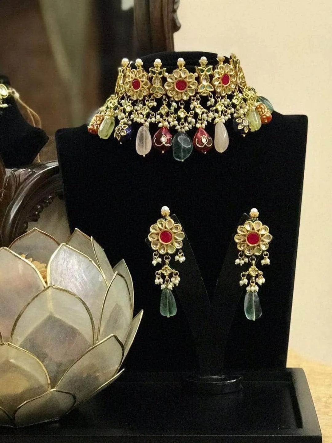 Ruby Kundan Semi Precious Set