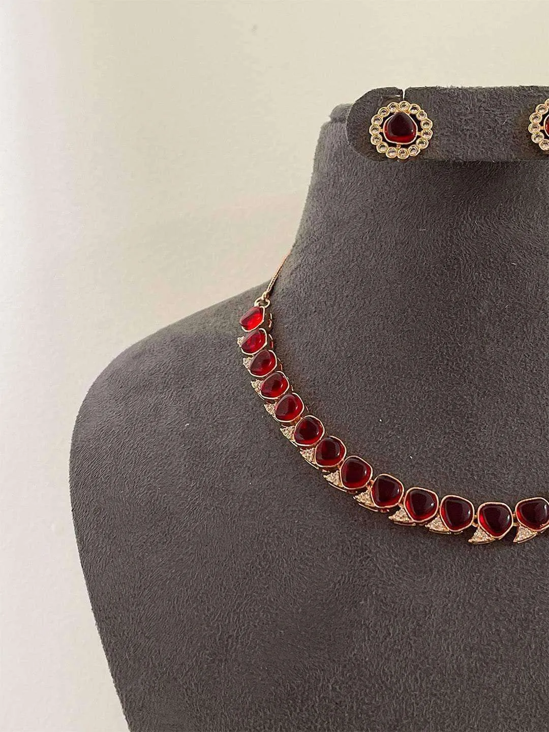 Ruby Studded Zircon Necklace Set