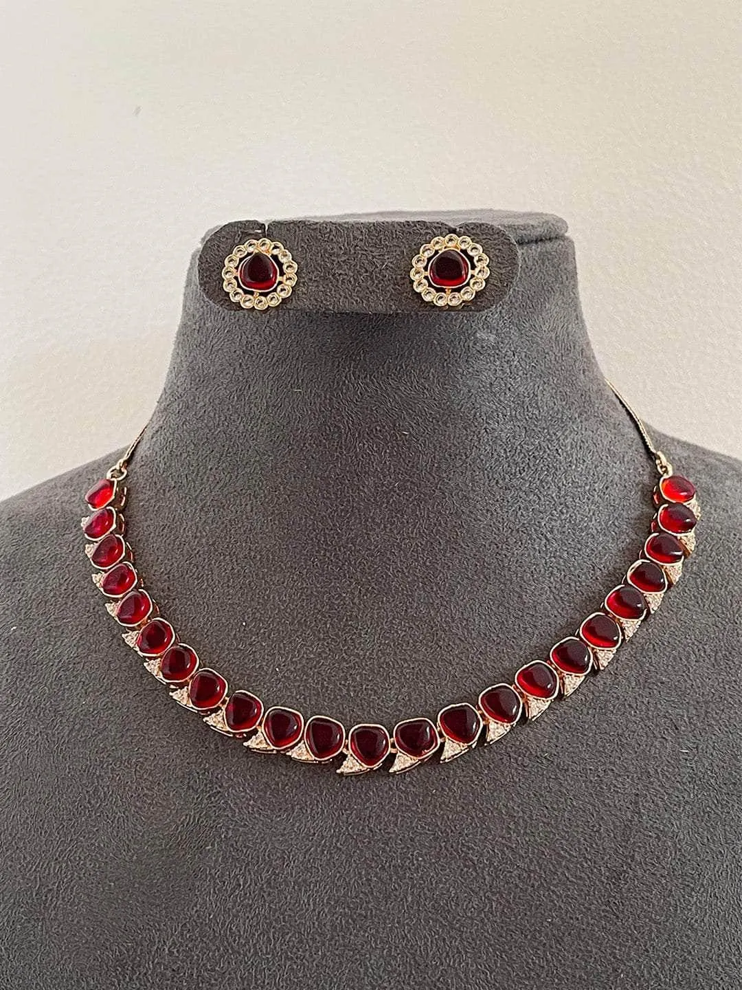 Ruby Studded Zircon Necklace Set