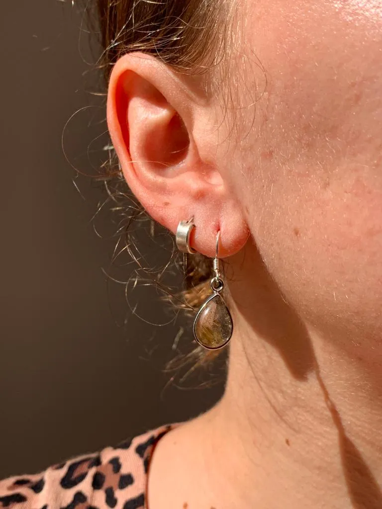 Rutilated Quartz Akoni Earrings - Teardrop