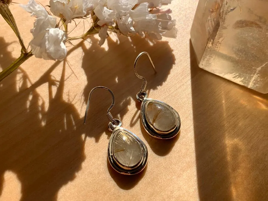 Rutilated Quartz Brea Earrings - Teardrop