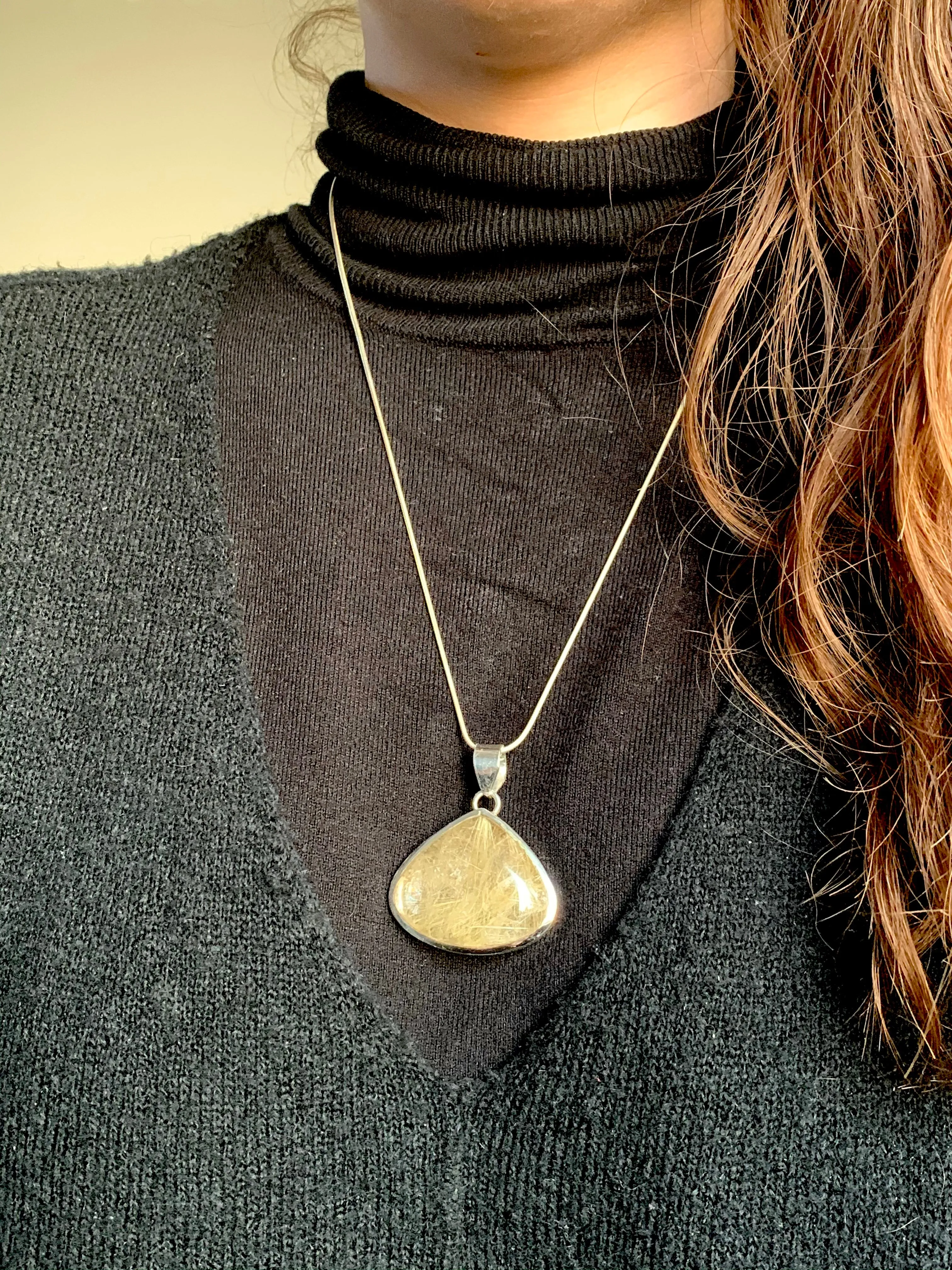 Rutilated Quartz Naevia Pendant - Pear