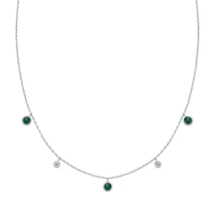 Silver Malachite Station Necklace