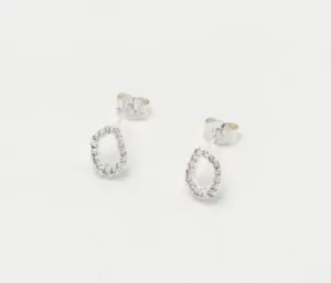 Silver Pave Organic Circle Earring