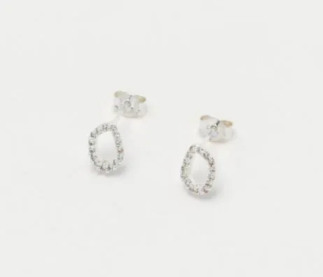 Silver Pave Organic Circle Earring