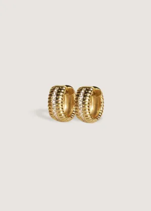 Solis Ribbed Pavé Diamond Earrings