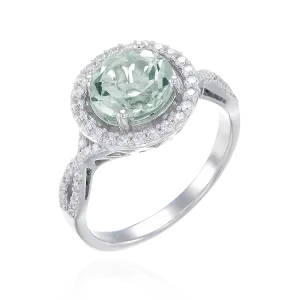 Sparkling Round Halo Mint Quartz Ring