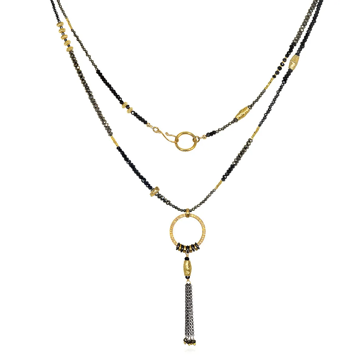 Spinel and Gold Long Necklace with Tassel