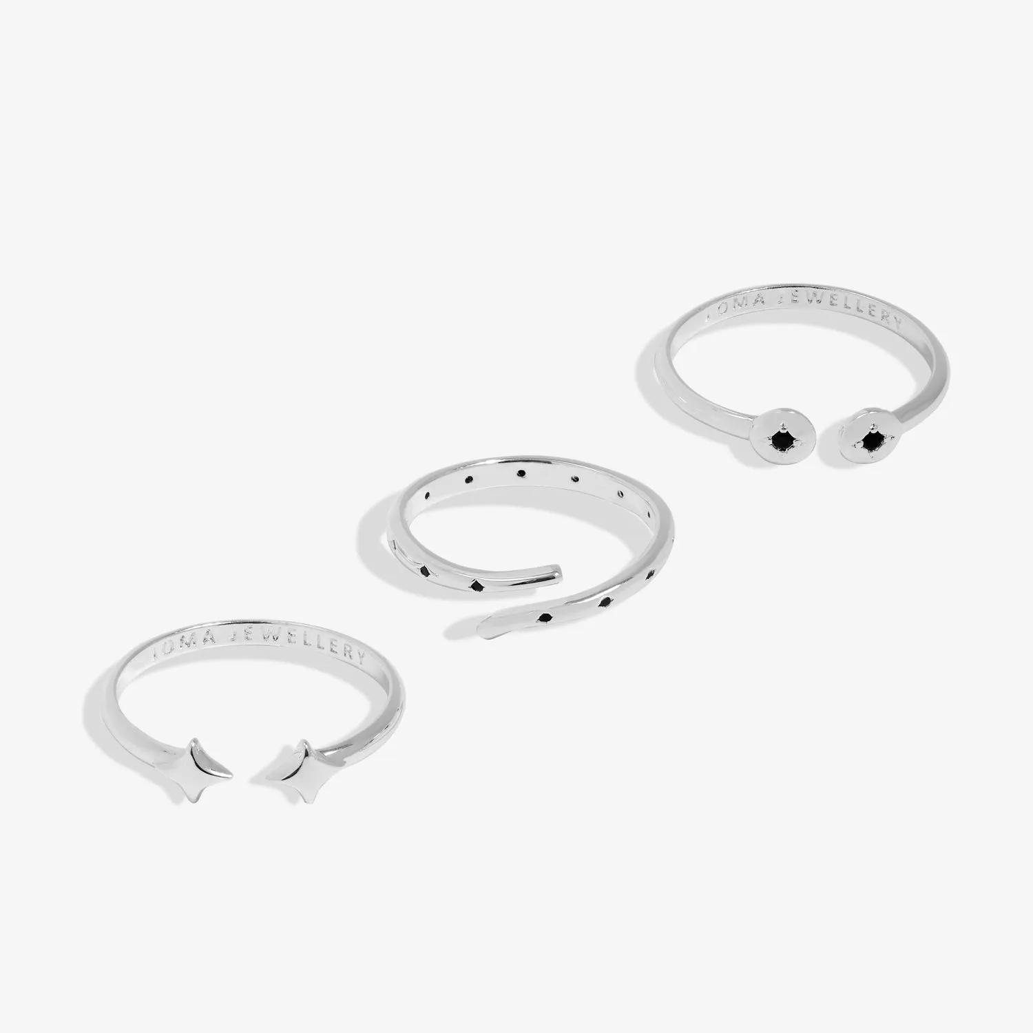 Stacks Of Style Set Of 3 Rings Silver Gem Silver Plated 7827