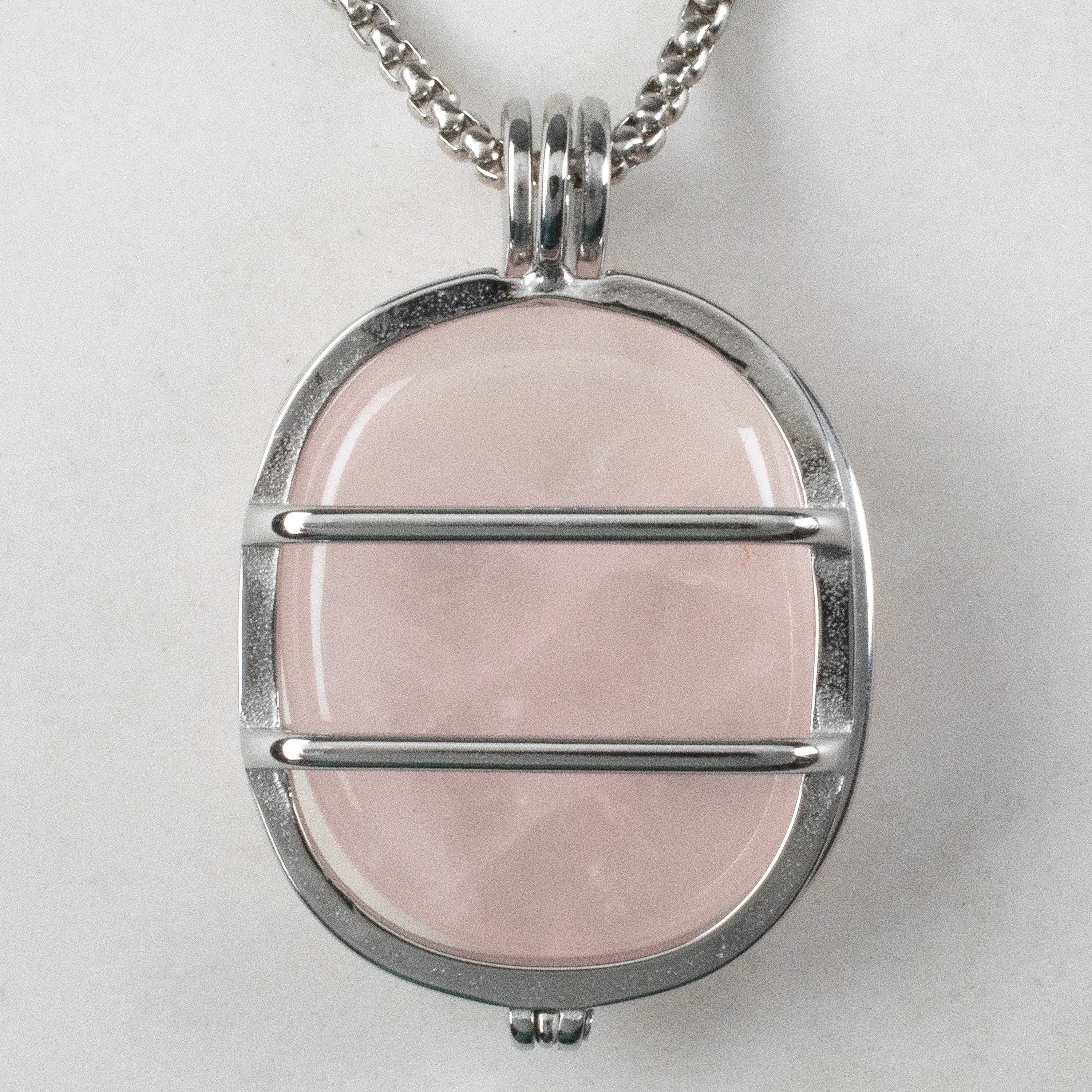 Stainless Steel Interchangeable Rectangle Locket with Chakra Gemstones | Adjustable Bolo Chain | 30"