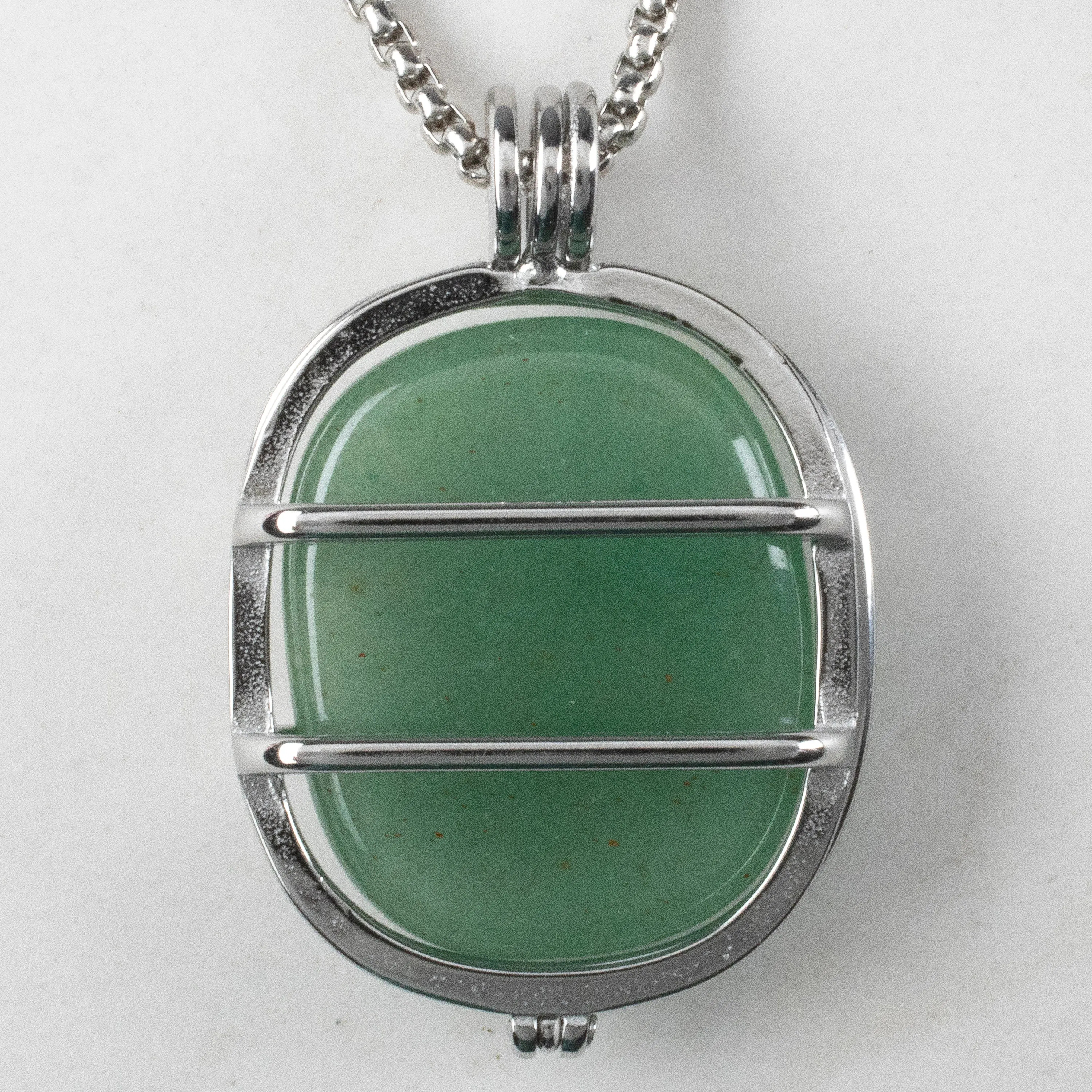 Stainless Steel Interchangeable Rectangle Locket with Chakra Gemstones | Adjustable Bolo Chain | 30"