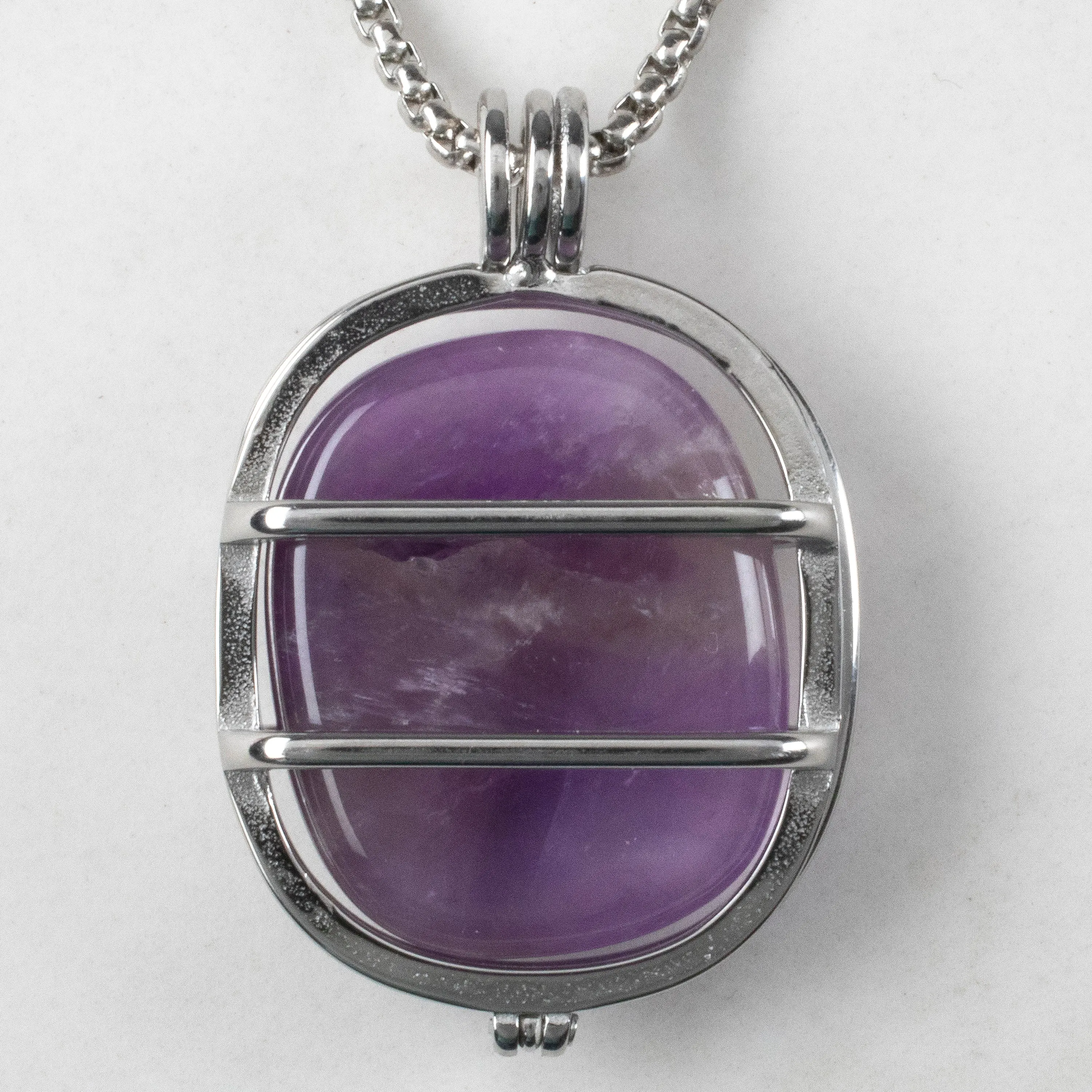 Stainless Steel Interchangeable Rectangle Locket with Chakra Gemstones | Adjustable Bolo Chain | 30"