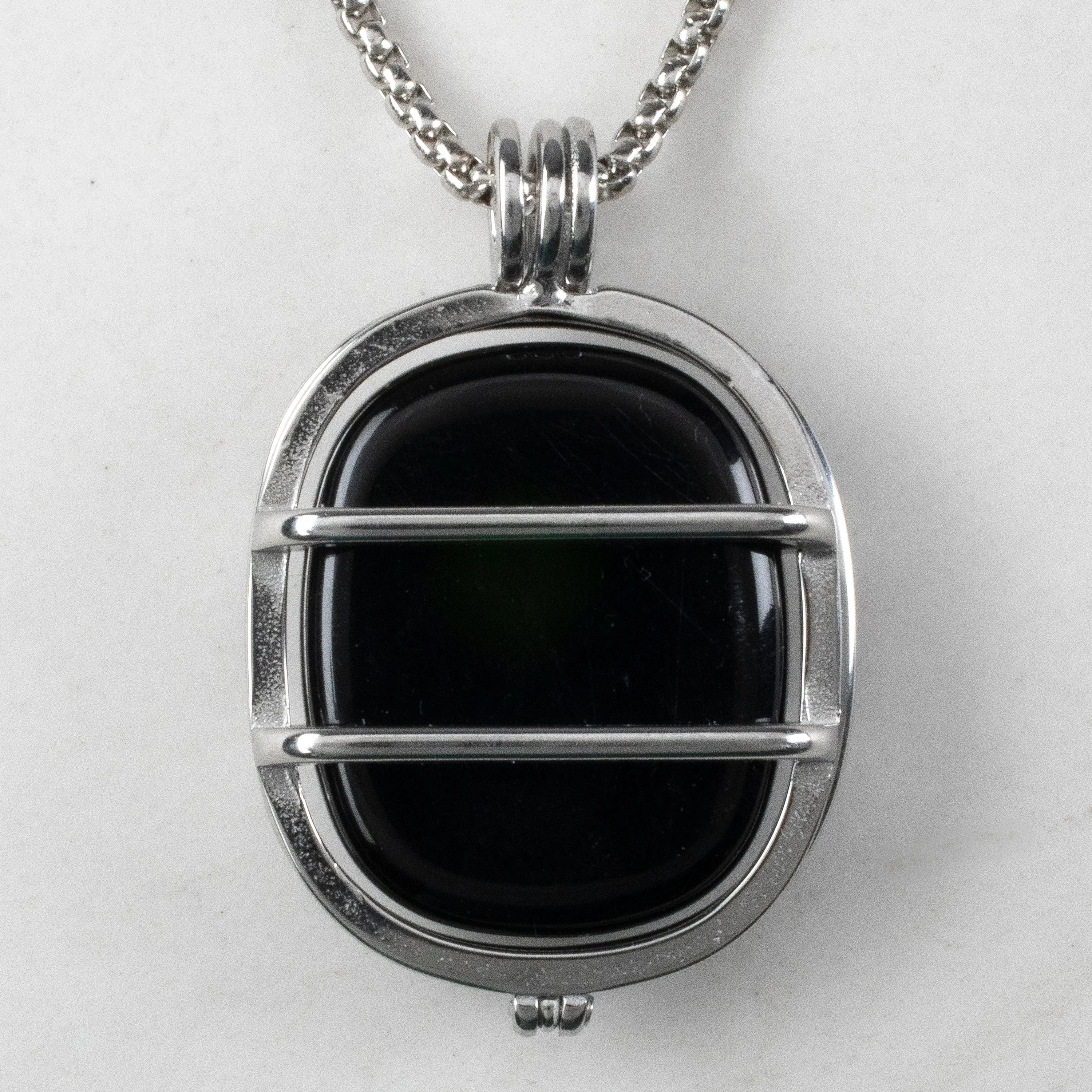 Stainless Steel Interchangeable Rectangle Locket with Chakra Gemstones | Adjustable Bolo Chain | 30"