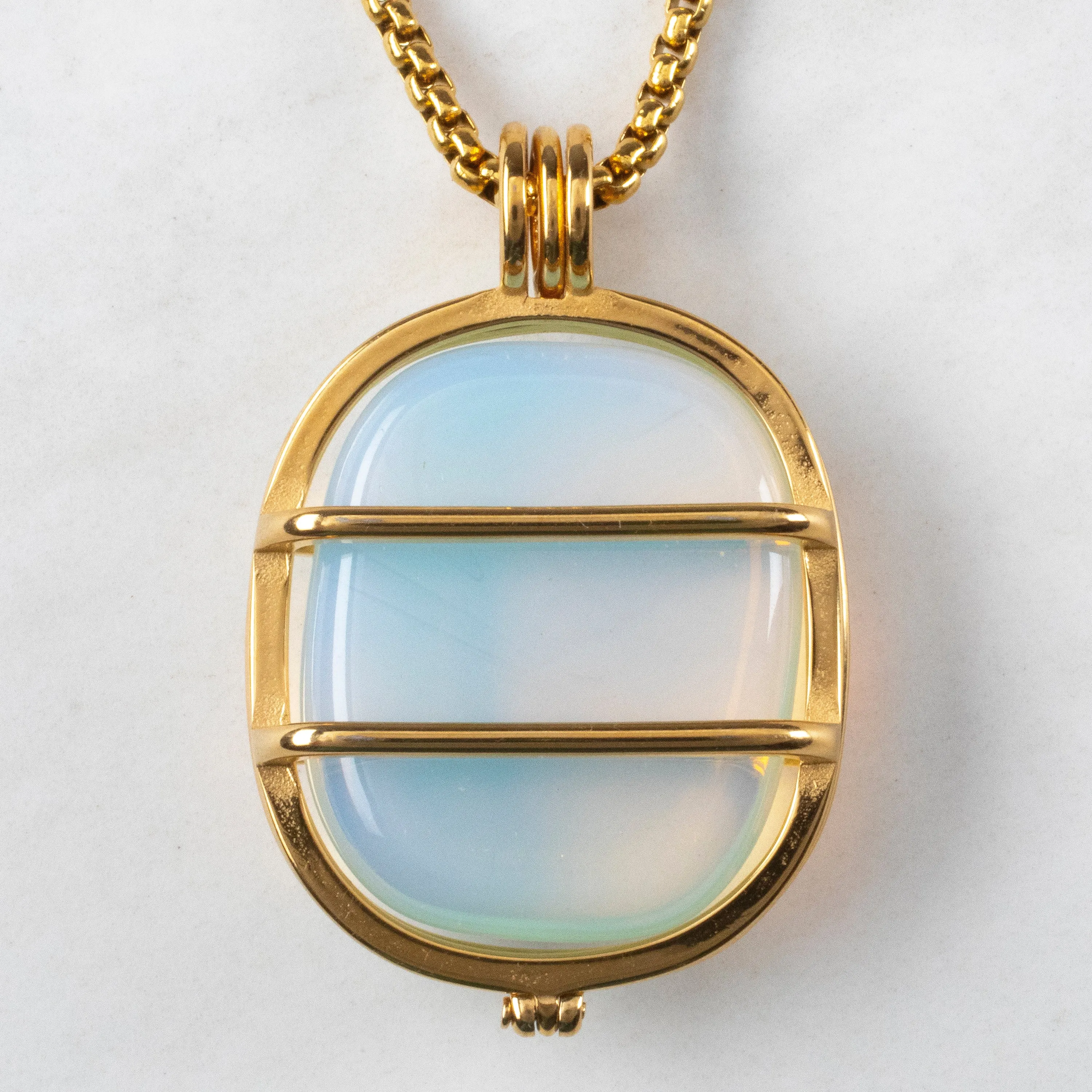 Stainless Steel Interchangeable Rectangle Locket with Chakra Gemstones | Adjustable Bolo Chain | 30"