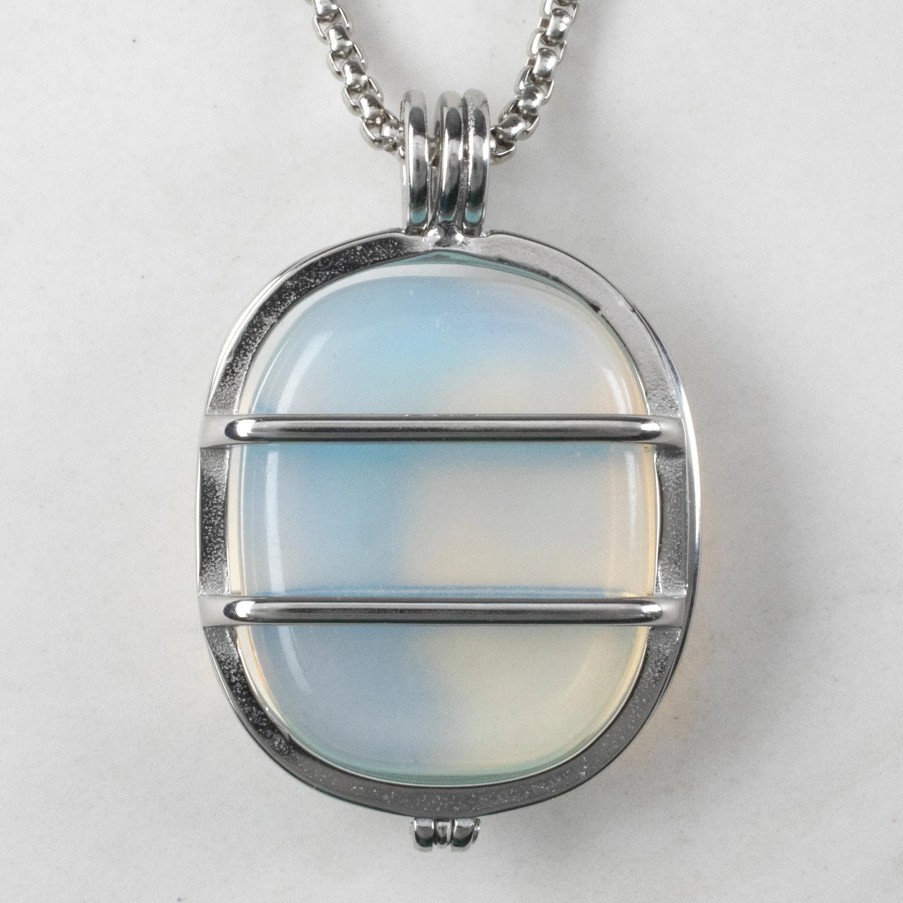 Stainless Steel Interchangeable Rectangle Locket with Chakra Gemstones | Adjustable Bolo Chain | 30"