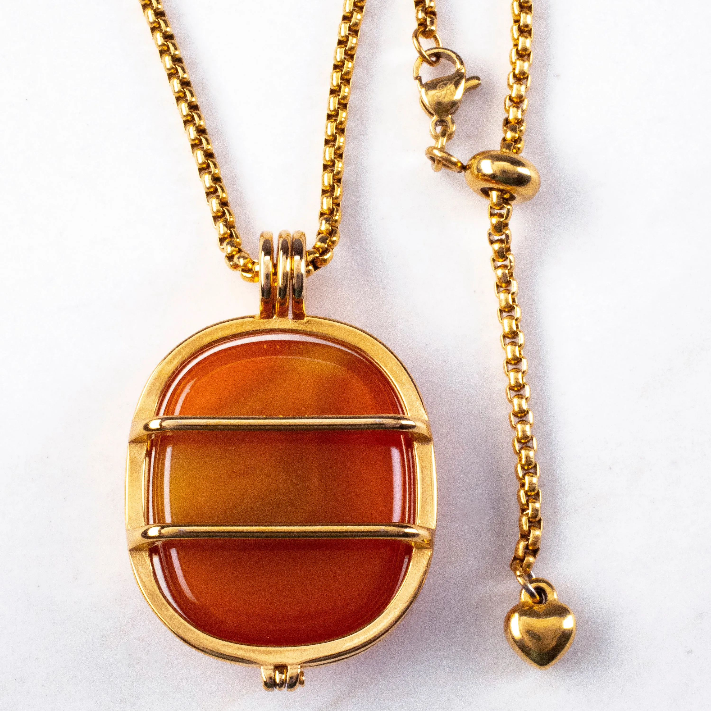 Stainless Steel Interchangeable Rectangle Locket with Chakra Gemstones | Adjustable Bolo Chain | 30"