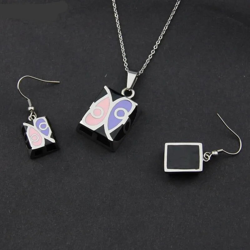 Stainless Steel Jewelry Eye Pattern Square Shape Resin Jewelry Set for Women