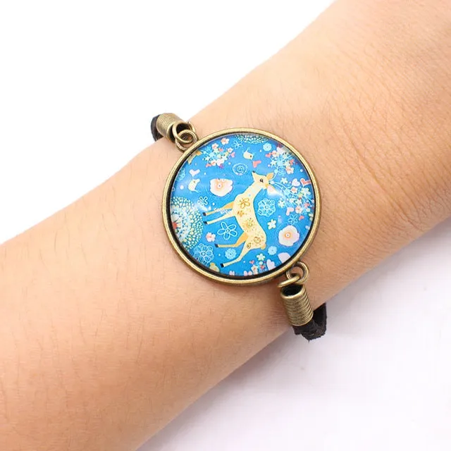 Star Leather charm Bracelet big Space Galaxy Cabochon rope chain Bracelet Pulseira Feminino round glass statement Jewelry unisex