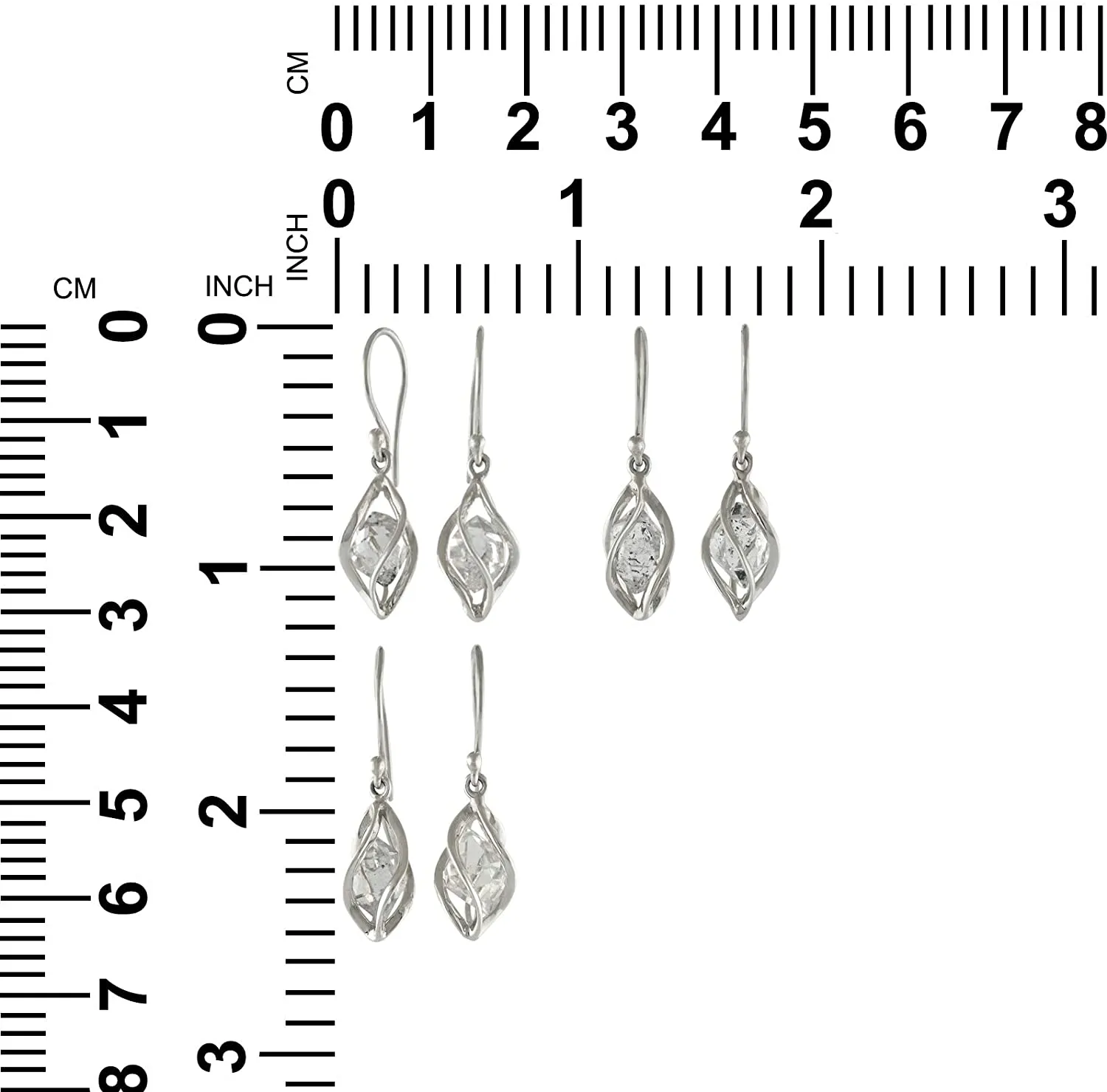 Starborn Sterling Silver cage set natural Herkimer Diamond Quartz Earrings