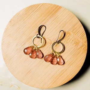 Strawberry Quartz Circle Earring