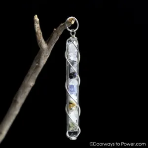 Synergy 12 Stones Crystal Vial Wire Wrap Pendant