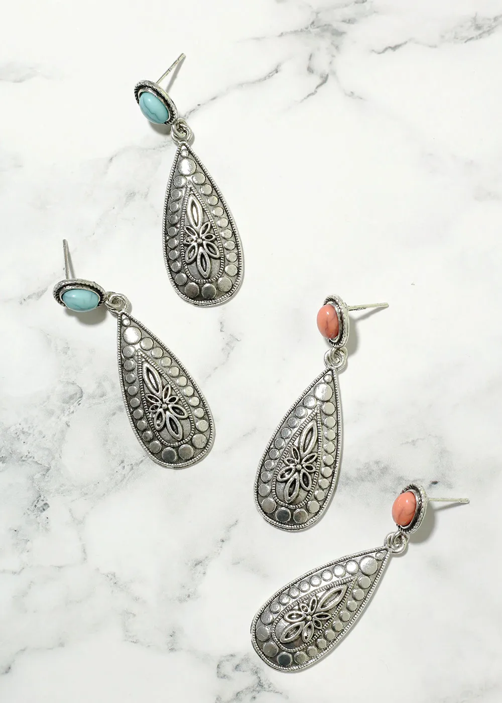 Teardrop Oval Dangle Earrings