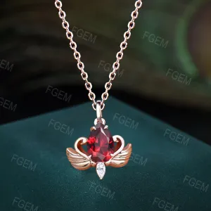 Teardrop Red Ruby Necklace Silver/Solid 14k/18k Solid Gold Vintage Personalized Swan Wedding Pendants Women Unique Anniversary Bridal Gifts