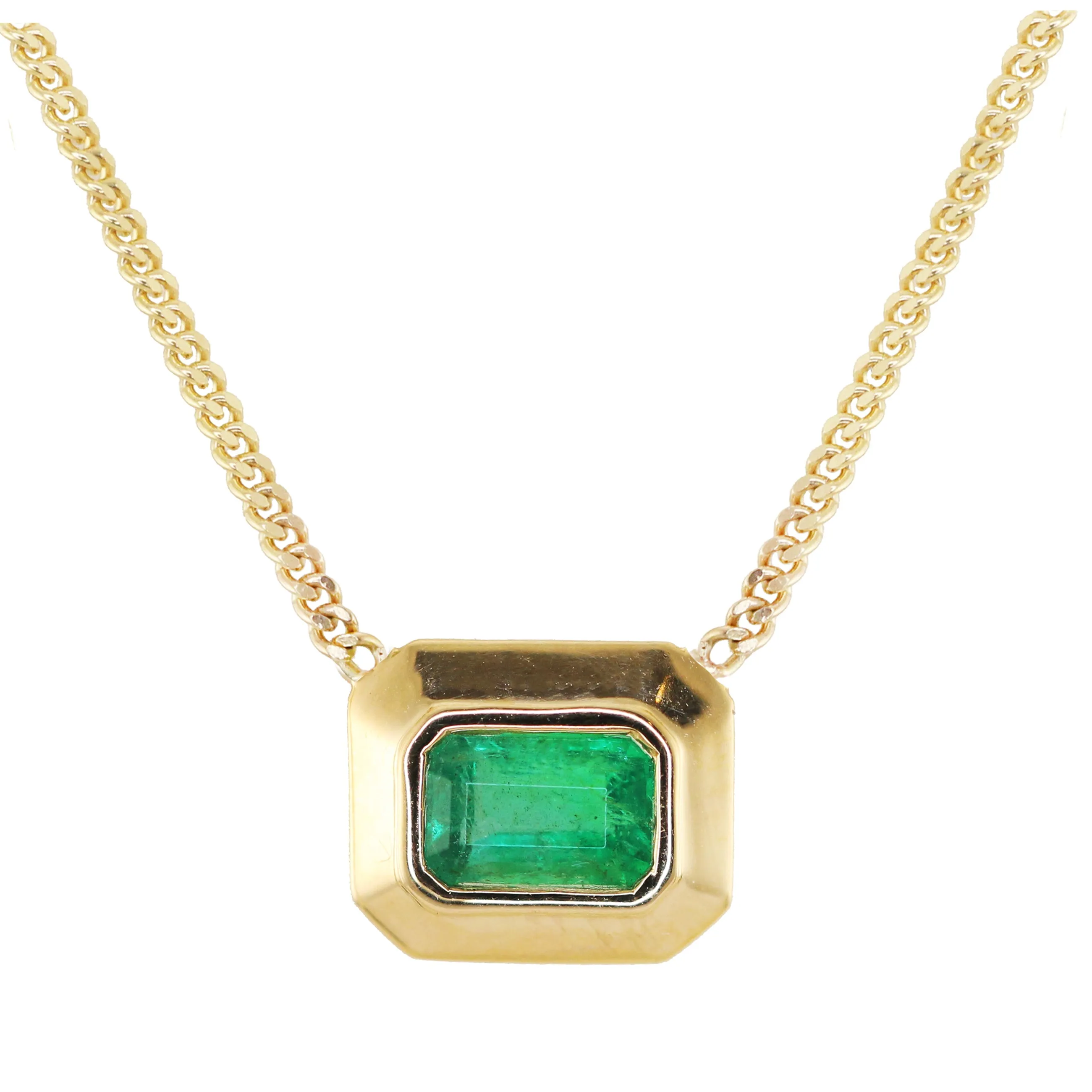 Thick Emerald Bezel Necklace