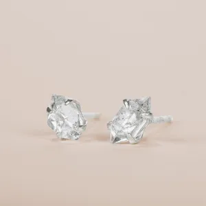 Tiny Raw Herkimer Diamond Stud Earrings